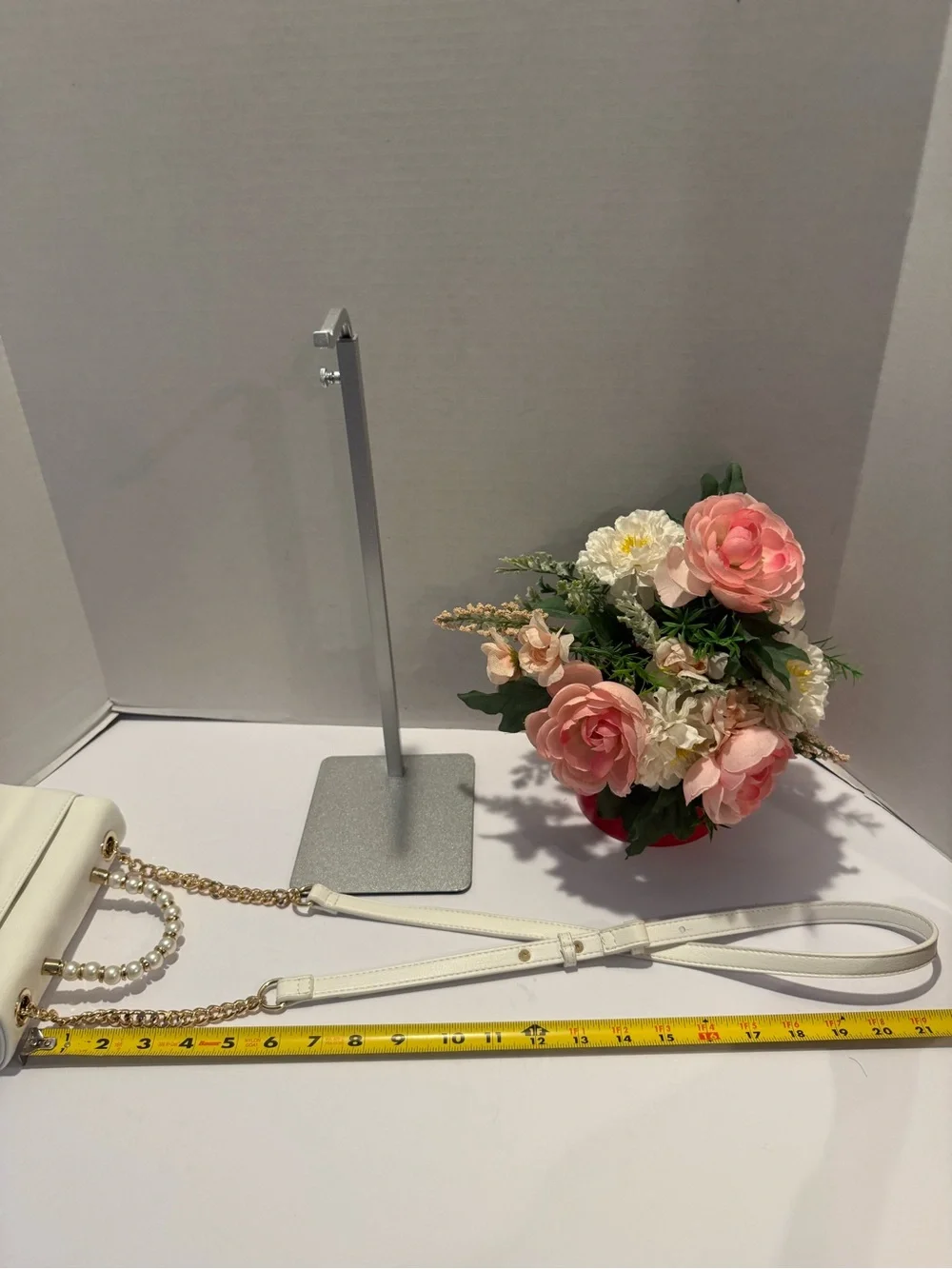 New INC Elegant White Pearl-Handle Vegan Crossbody Bag